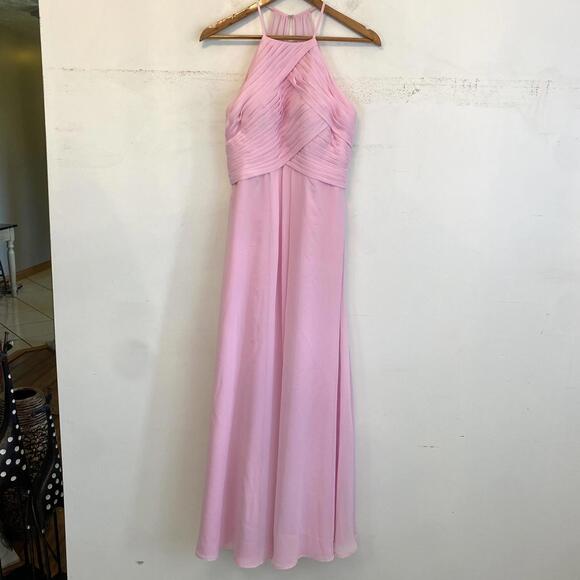 JJs HOUSE bubblegum pink high neck maxi bridesmaid dress sz 6 - Picture 6 of 6